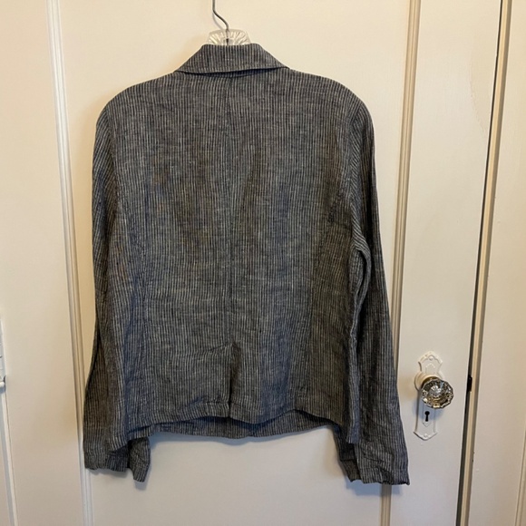 Eileen Fisher railroad stripe linen blazer - M - Picture 3 of 4